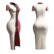 Plus Sized Color Blocked Zipper Dress
